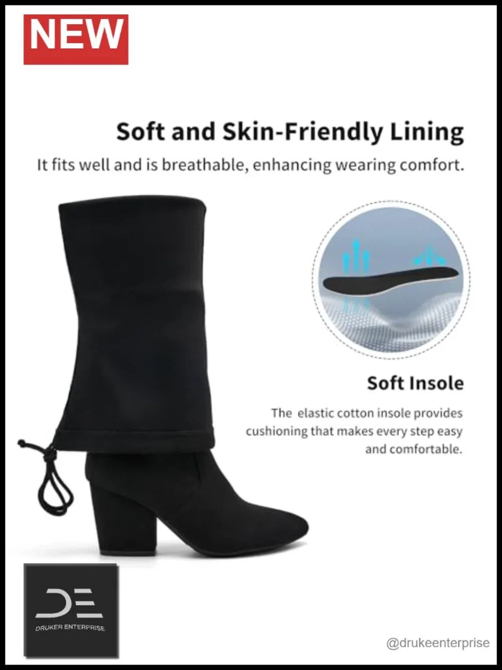 Over the Knee Boots Women Stretch Suede Chunky Heel Pointed Toe Zip Block Heel
